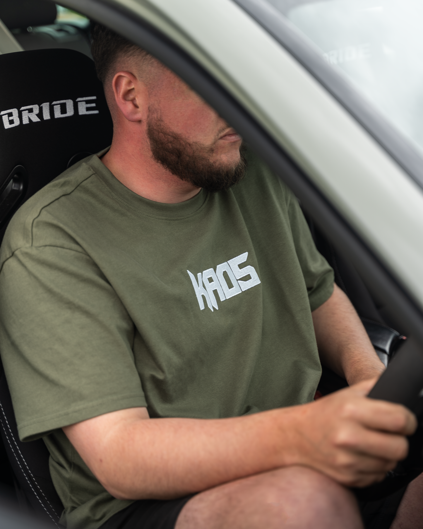 Kaos Oversized Premium embroidered Tee (Khaki & White logo)