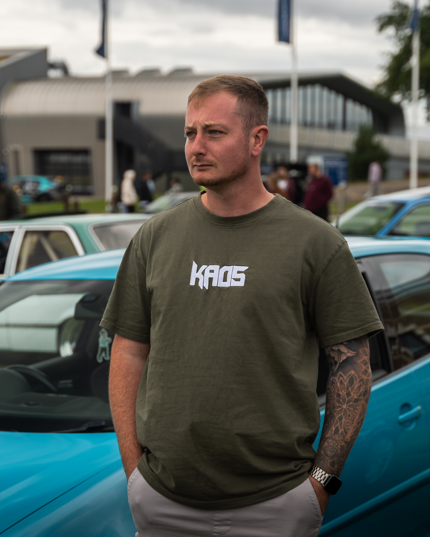 Kaos Oversized Premium embroidered Tee (Khaki & White logo)